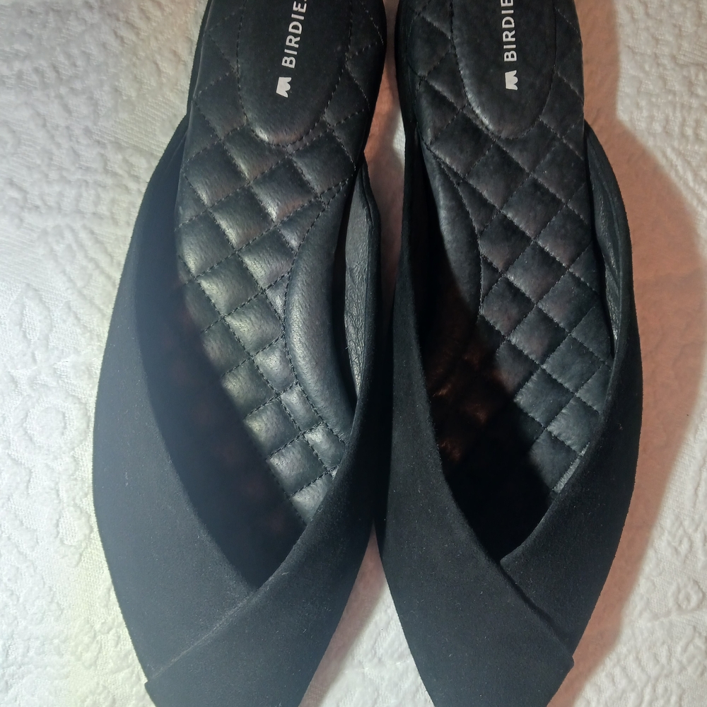 Birdies Black Quilted Slip-On Flats